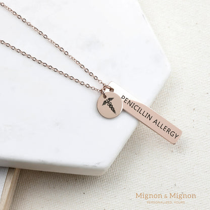 Medical Alert Personalized Necklace