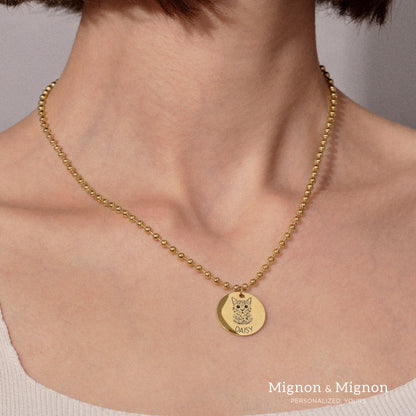 Mimi Pet Portrait Ball Chain Necklace