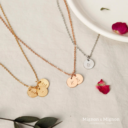Tiny Coin Initial Charm Necklace