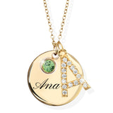 Birthstone Initial Necklace