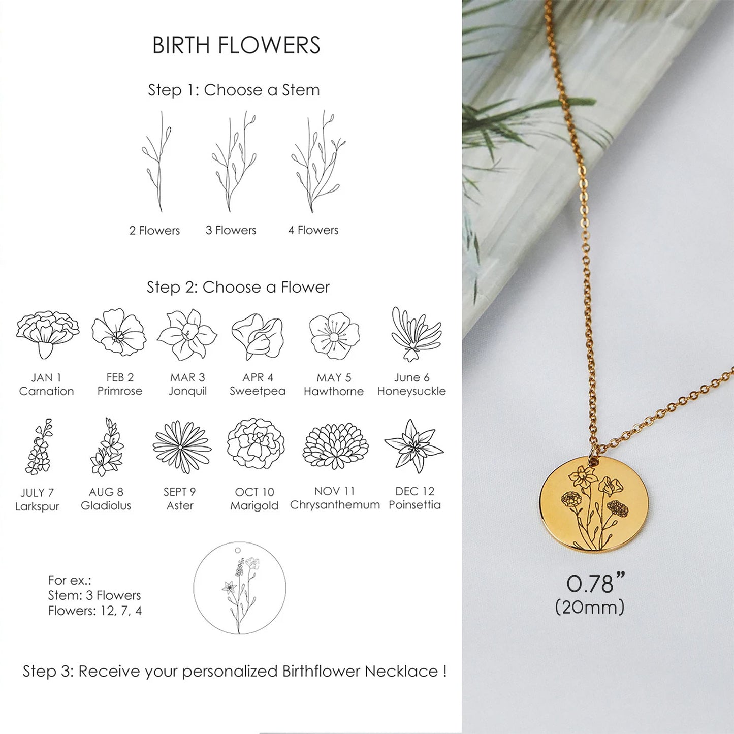 Berry Birth Flower Necklace