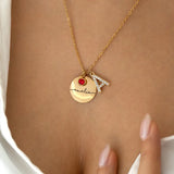 Birthstone Initial Necklace