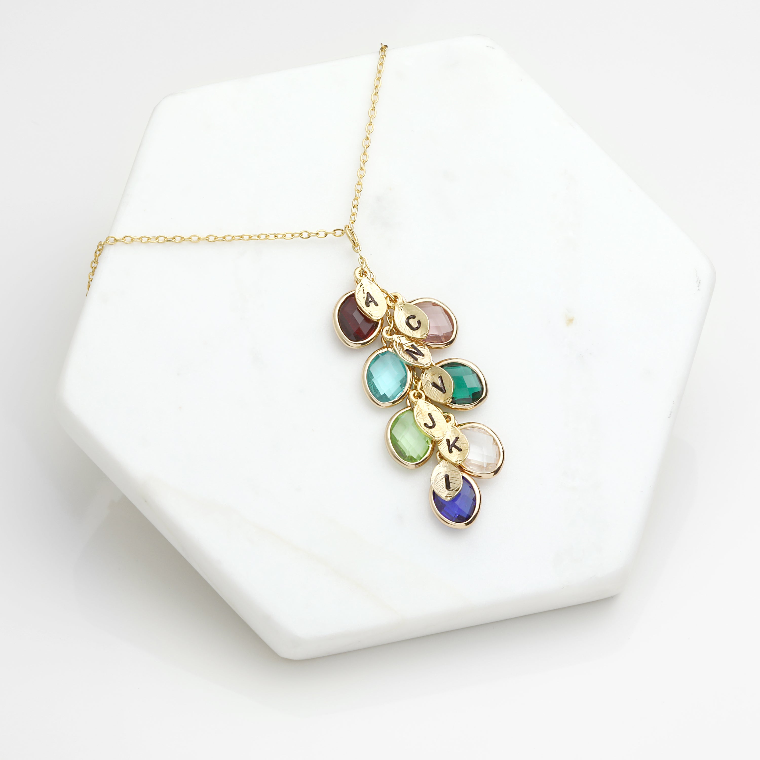 Personalized Grand 5 Connected Birthstone Necklace in 14k Gold